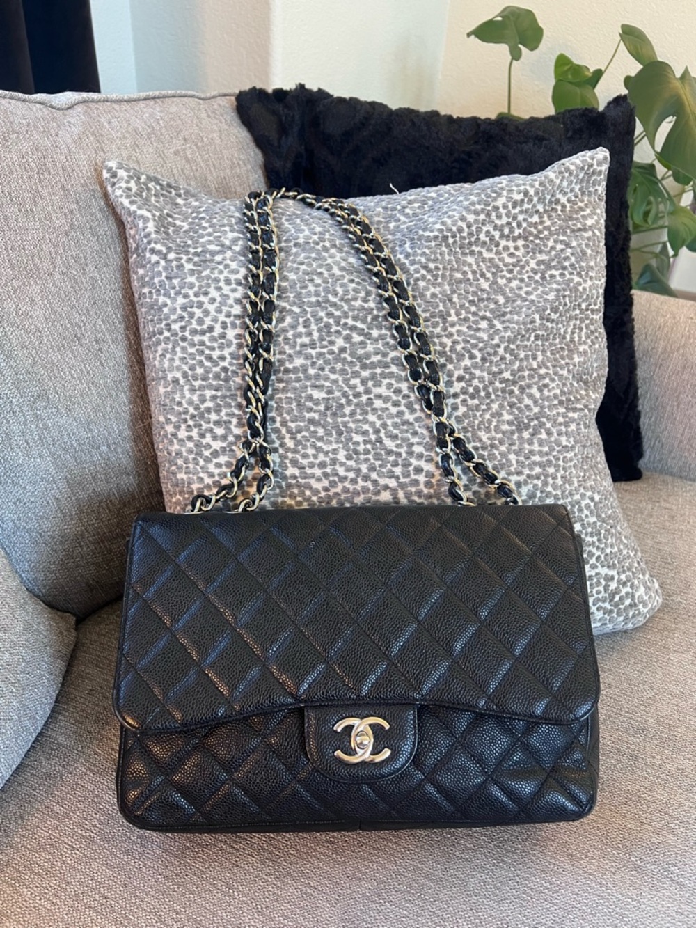 Chanel Vintage Classic Single Flap Quilted Caviar Jumbo Shoulder Bag - Picture 10 of 14